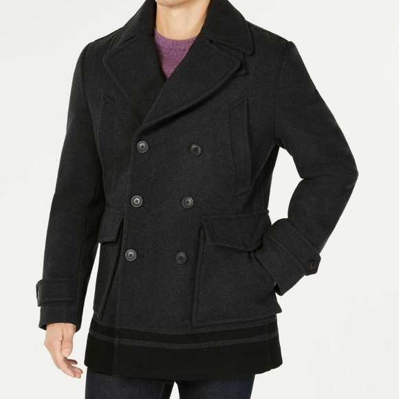 Calvin Klein Mens Wool Blend Winter Pea Coat NWT - Picture 1 of 8